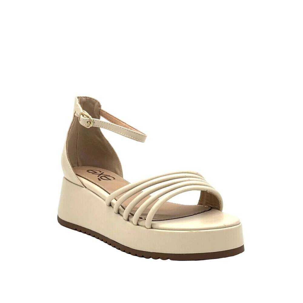 NEW EXE women's multi-strap platform wedge sandal in camel